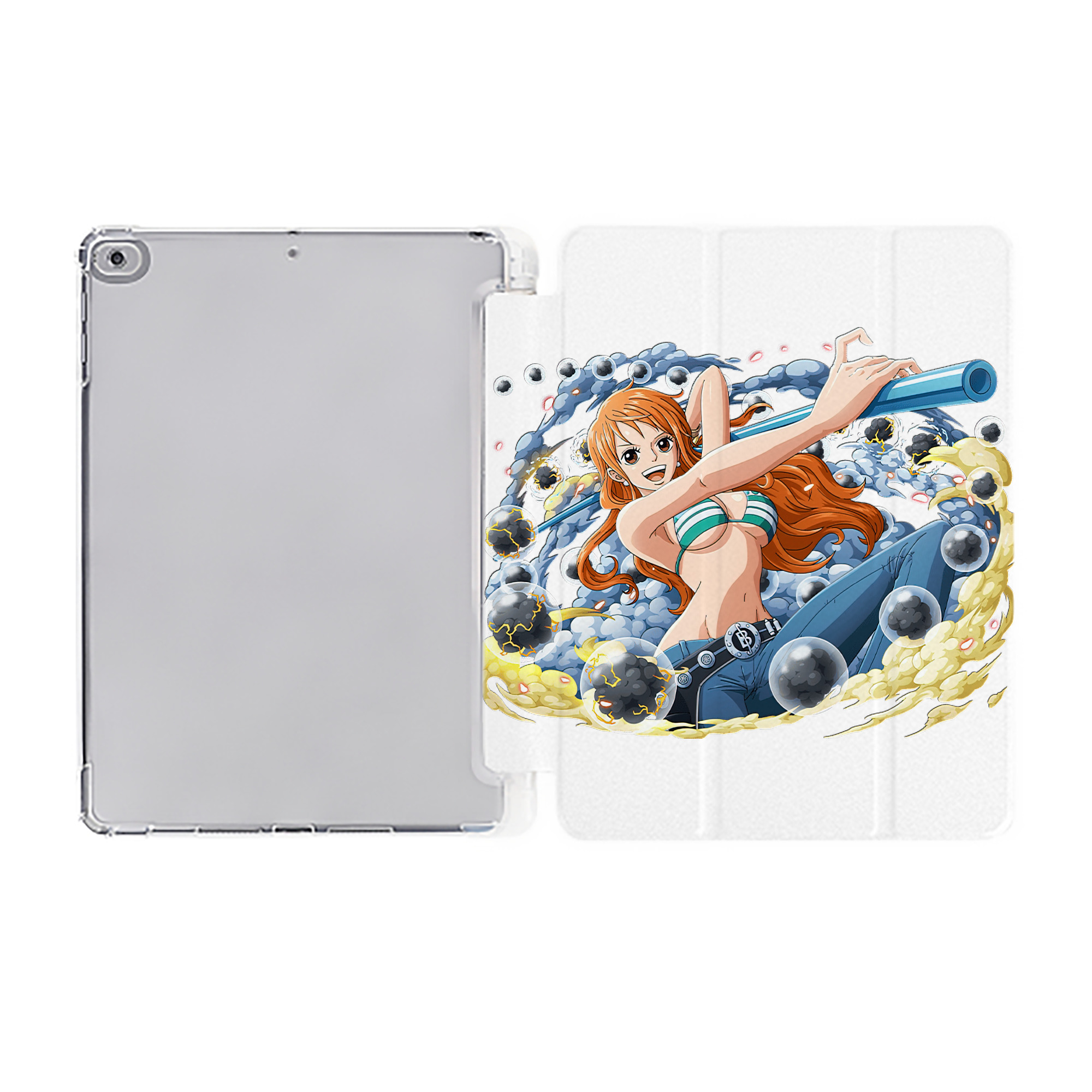 （画像用） ワンピース ナミ ONE PIECE Nami IPad ケース ペン収納付き 三つ折りスタンド PUレザー×シリコン 対応機種9.5/10.5/10.9インチ